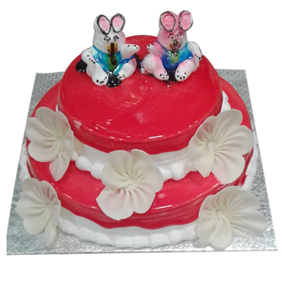 "Designer Round shape 2 step Strawberry Cake- 2 Kg - Click here to View more details about this Product